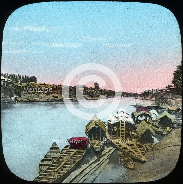 State barge opposite a Maharajah's palace, India, late 19th or early 20th century. Artist: Unknown