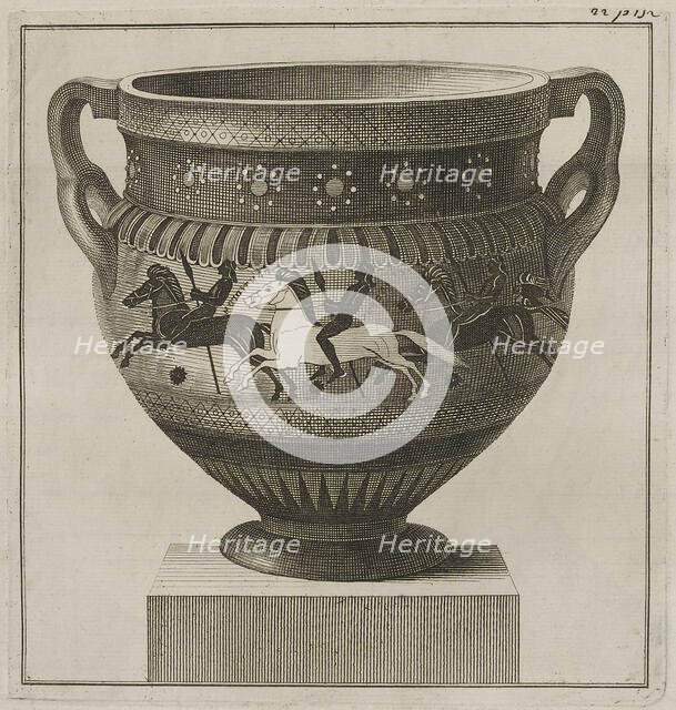 The Hunt Krater: detailed view showing three galloping horsemen, 1766 [-1767].  Creator: Unknown.