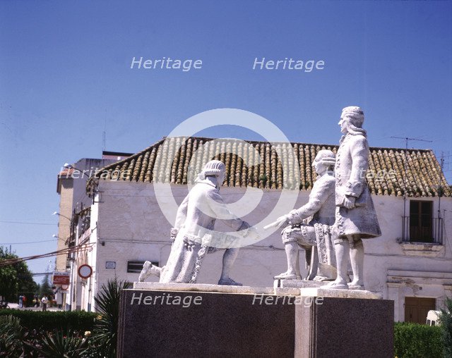 Monument to remember the repopulation of these lands, dedicated to Carlos III. (1716-1788), king …