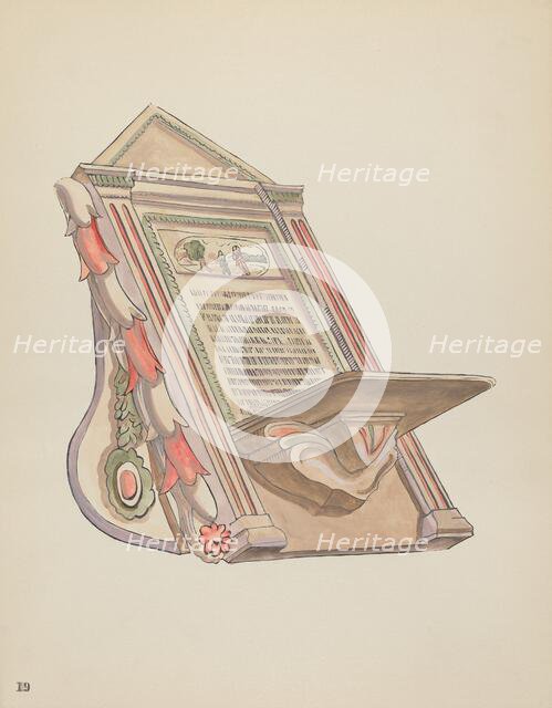 Plate 19: Reading Stand: From Portfolio "Spanish Colonial Designs of New Mexico", 1935/1942. Creator: Unknown.