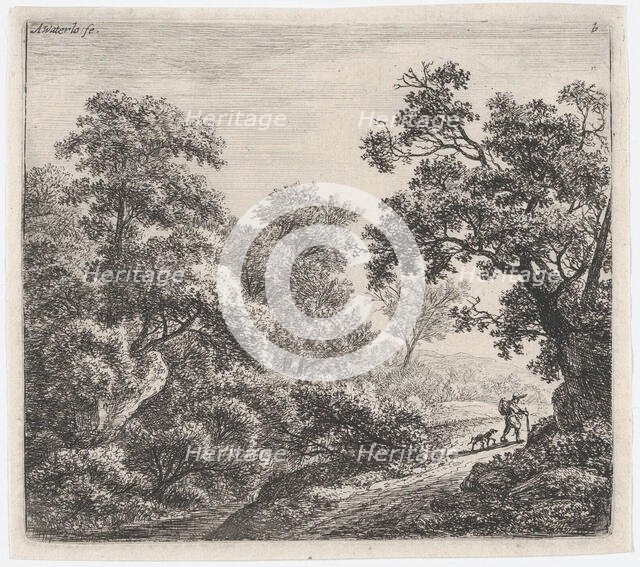 A Traveller and His Dog (Le Voyageur et son Chien), 17th century. Creator: Anthonie Waterloo.