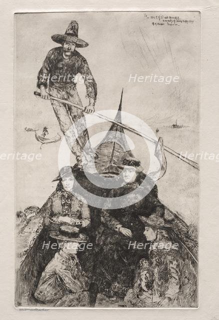 Etchings of Venice: Giovanni the Gondolier, 1881. Creator: Otto H. Bacher (American, 1856-1909).