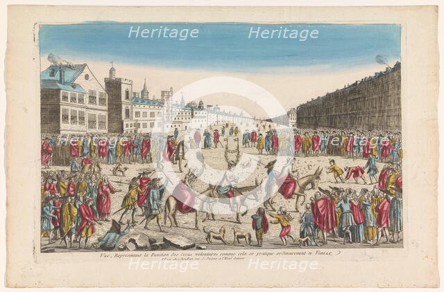 View of a mockery of cheaters on a square in Venice, 1759-c.1796. Creators: Louis-Joseph Mondhare, Anon.