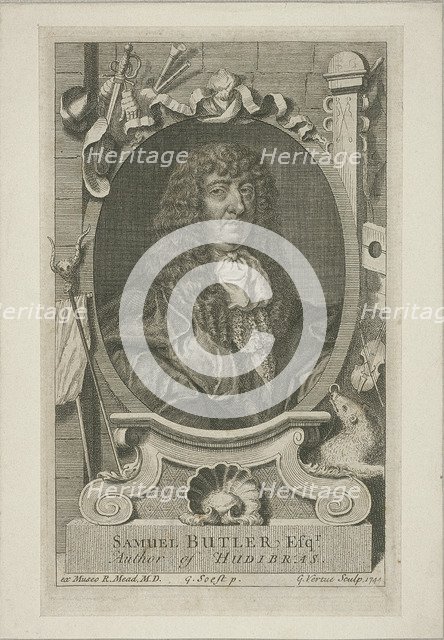 Samuel Butler in wig and robes, 1744. Artist: George Vertue