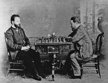 Mikhail Chigorin (1850-1908) and William Steinitz (1836-1900) in Havana, 1880, 1880. Artist: Anonymous  