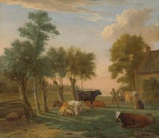 Cows in a Meadow near a Farm, 1653. Creator: Paulus Potter.