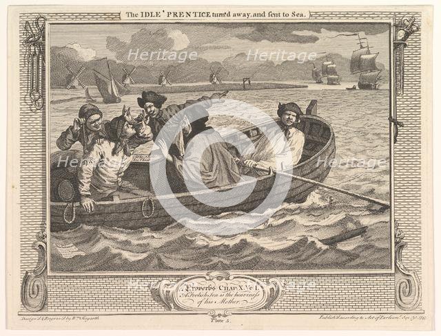 The Idle 'Prentice Turned Away and Sent to Sea (Industry and Idleness, plate..., September 30, 1747. Creator: William Hogarth.
