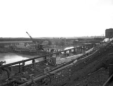 Construction of the reservoir, Manvers Main Colliery, Wath upon Dearne, South Yorkshire, 1955. Artist: Michael Walters