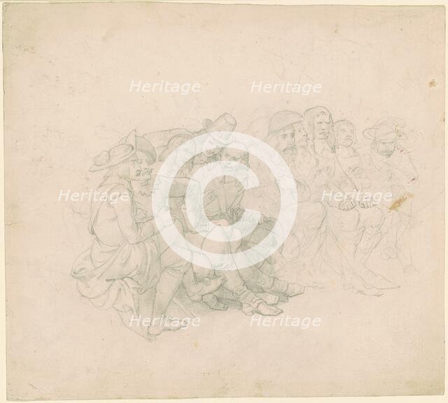 Men in Seventeenth-Century Costumes [recto], c. 1850s. Creator: Emanuel Gottlieb Leutze.