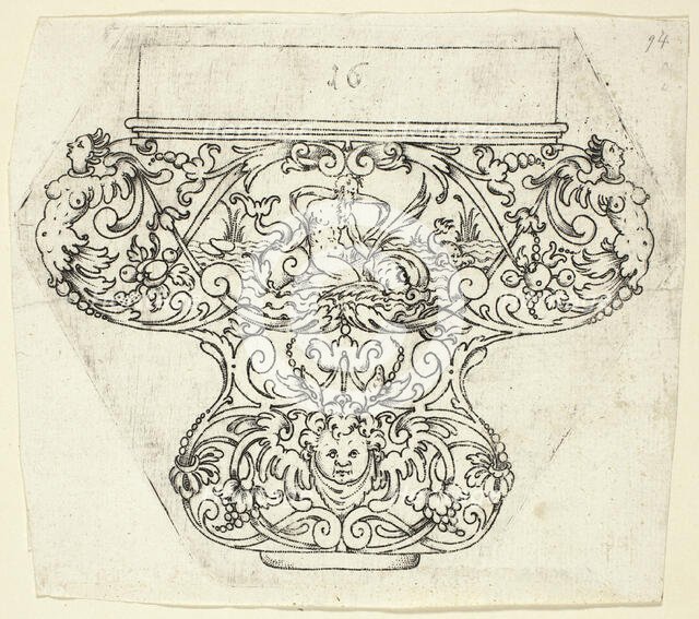 Plate 16, from twenty ornamental designs for goblets and beakers, 1604. Creator: Master AP.