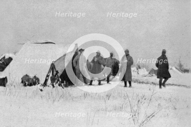 'Camp francais sous la neige, pres de Monastir', 1916. Creator: Unknown.
