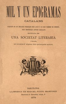 Cover of the book 'Mil y un epigramas'. Compilation of the main Catalan authors. Published in Bar…