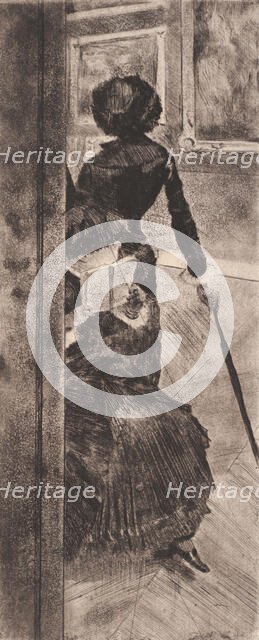 Au Louvre: La Peinture (Mary Cassatt), 1876. Creator: Edgar Degas.