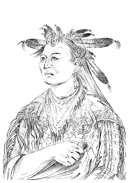 'The Bloody Hand', One of the chiefs of the Riccaree tribe, 1841.Artist: Myers and Co