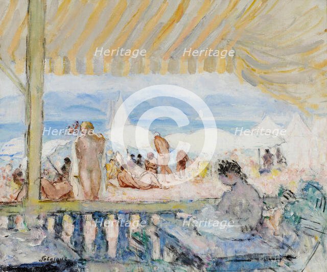Véranda sur la Plage de Cannes. Creator: Lebasque, Henri (1865-1937).