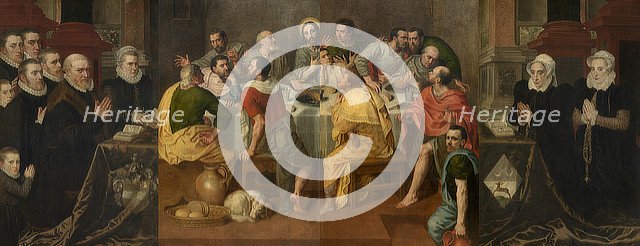 The Last Supper and Dutch patrons, 1575.  Creator: Adriaen Thomasz Key.