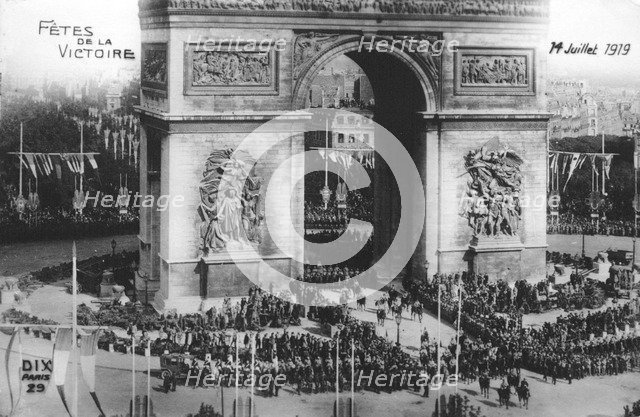 Victory parade, Paris, 14th July 1919. Artist: Unknown
