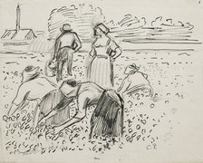 Study of five peasant figures working in a field, 1887. Artist: Camille Pissarro.
