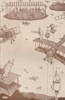 'An Aerial Cricket Match of the Future', c1918 (1919). Artist: W Heath Robinson.