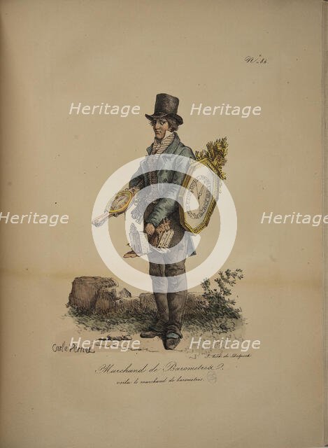 Barometer dealer. From the Series "Cris de Paris" (The Cries of Paris), 1815. Creator: Vernet, Carle (1758-1836).