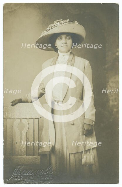 Photographic postcard of Dovie Wright Jordan, ca. 1917. Creator: Unknown.