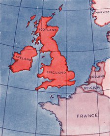 'The British Isles and France, Belgium and Holland at Noon in mid-summer', 1935. Artist: Unknown.