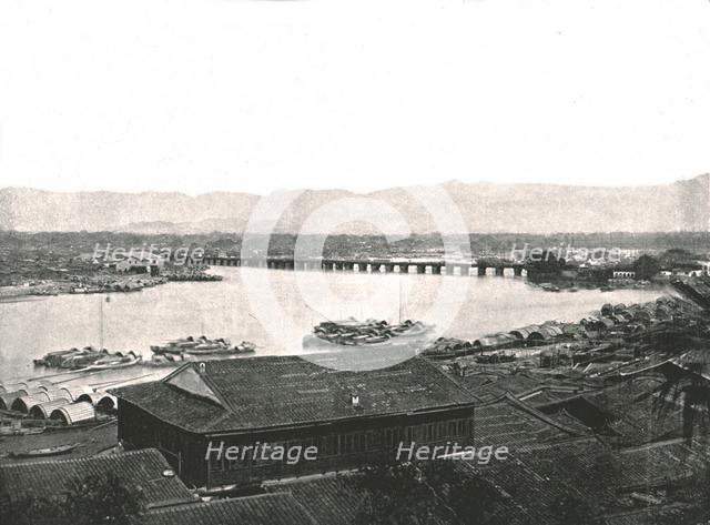 The River Min and the Great Bridge, Foochow, China, 1895.  Creator: W & S Ltd.
