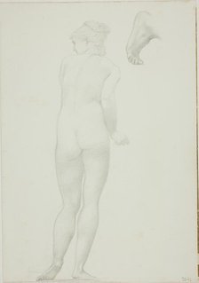 Backview of Standing Nude Woman and Sketch of a Foot, c. 1873-77. Creator: Sir Edward Coley Burne-Jones.