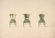 Design for Three Chairs with Green Upholstery, early 19th century. Creator: Anon.