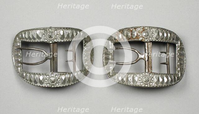 Pair of man's cut steel shoe buckles, United States, 1780s. Creator: Unknown.