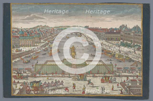 View of the Pont Neuf over the Seine River in Paris, towards the Pont Royal, 1742-1801. Creator: Anon.