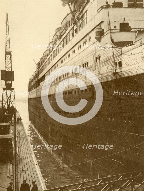 'View of Starboard Side of the "Majestic" As She Entered the Floating Dry Dock', c1930. Creator: Unknown.