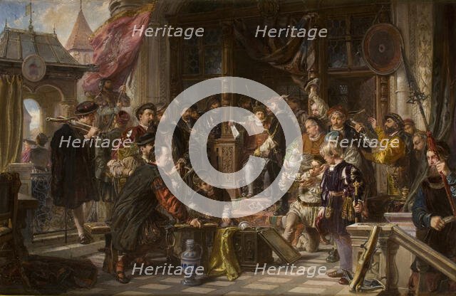 Presenting the Fowler to the Shooting Brotherhood, c1872. Creator: Wladyslaw Luszczkiewicz.