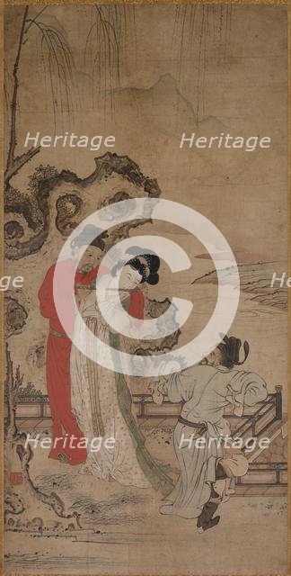 Emperor Minghuang Teaching Yang Gueifei to Play the Flute, late 1400s-early 1500s. Creator: Choryusai (Japanese).