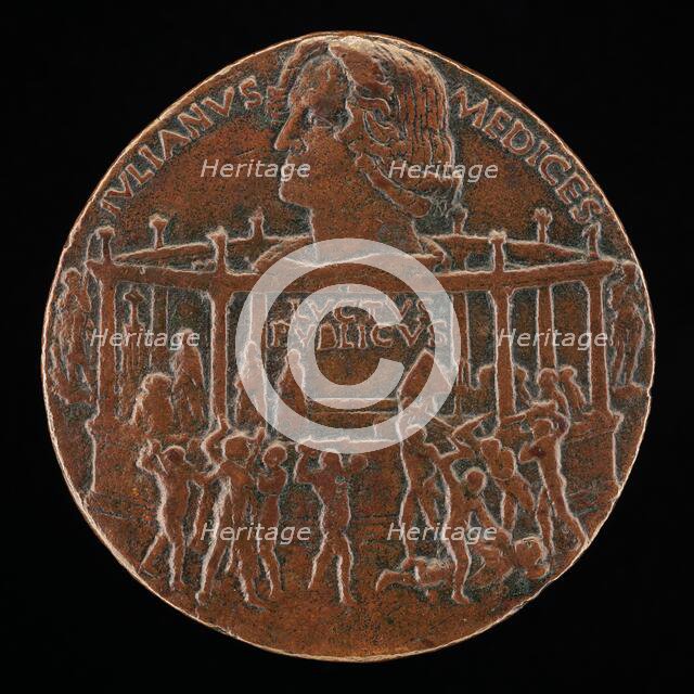 The Murder of Giuliano I de' Medici (The Pazzi Conspiracy Medal) [reverse], 1478. Creator: Bertoldo di Giovanni.