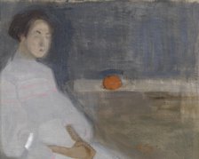 Costume Picture I (Girl with Orange, The Baker's Daughter), 1908-1909. Creator: Helene Schjerfbeck.