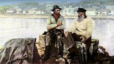 Fishermen, fishing town of Molle, on the headlands of Kullen in the Kattegat, Sweden, c1923. Artist: Unknown