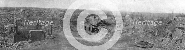 'Sur le champ de bataille de Combles; vue generale de Combles apres la prise du village', 1916. Creator: Unknown.