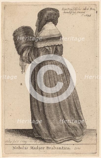 Nobilis Mulier Brabantica, 1649. Creator: Wenceslaus Hollar.