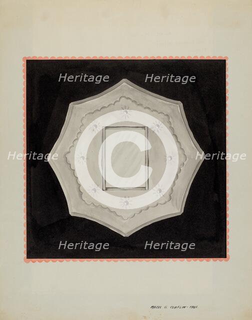 Small Tin Framed Mirror, c. 1937. Creator: Majel G. Claflin.