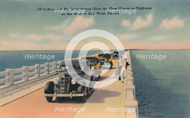 'Off to Sea without Seasickness, New Overseas Highway to Key West, Florida', c1940s. Artist: Unknown.