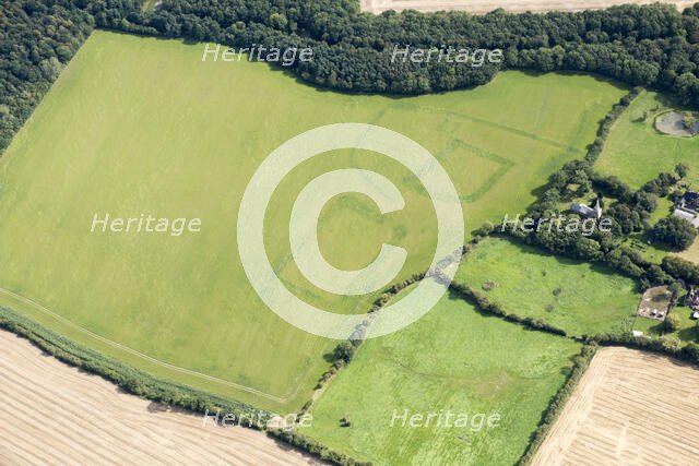 Crop marks of a moat and garden, near Linwood, Lincolnshire, 2019. Creator: Historic England.