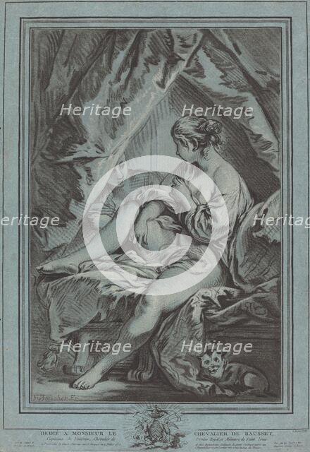 Young Woman Seated on a Bed, 1767. Creator: Louis Marin Bonnet.