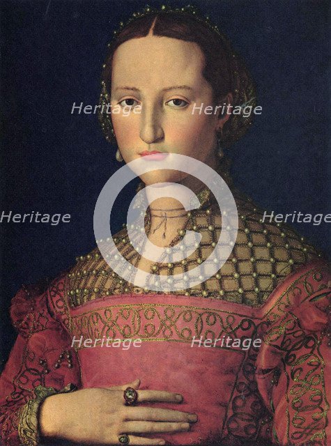 Portrait of Eleanor of Toledo (1522–1562), wife of Grand Duke Cosimo I de' Medici, c1545.  Creator: Bronzino, Agnolo (1503-1572).