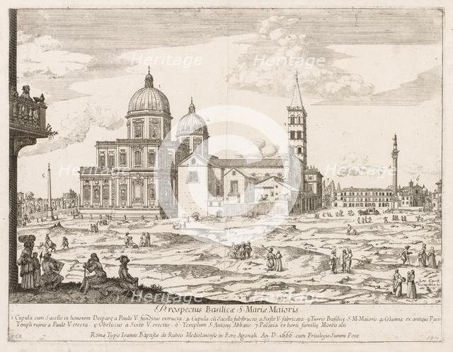 Santa Maria Maggiore from "Prospectus Locurum Urbis Romae Insign[ium]", 1666. Creator: Lievin Cruyl (Flemish, c. 1640-c. 1720).