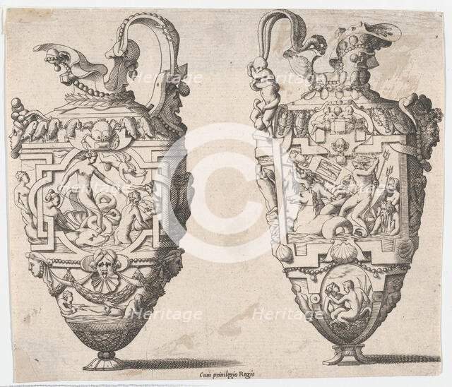 Two Vases, 16th-17th century. Creator: Rene Boyvin.