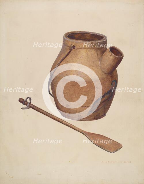 Batter Jug with Paddle, c. 1940. Creator: Richard Donovan.