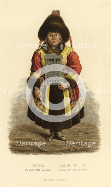 Yakut Woman in Rich Folk Attire, 1856. Creator: Ivan Dem'ianovich Bulychev.