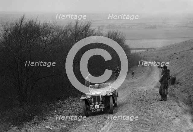 MG Magna competing in a trial, Crowell Hill, Chinnor, Oxfordshire, 1930s. Artist: Bill Brunell.