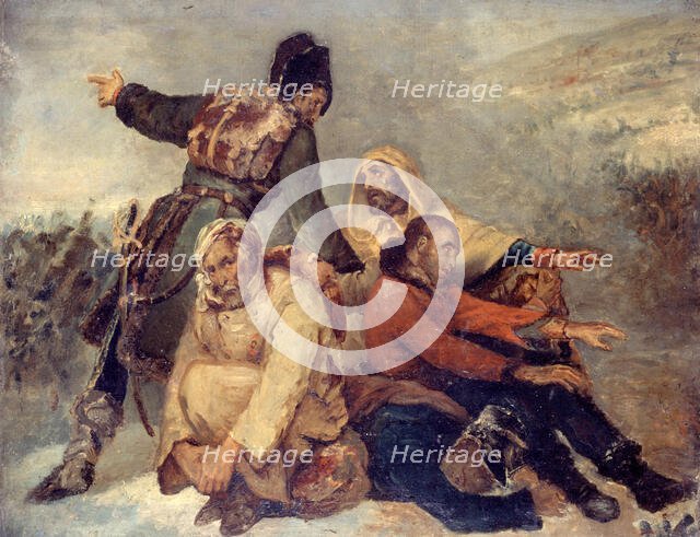 Four army soldiers confused, c1826. Creator: Ary Scheffer.